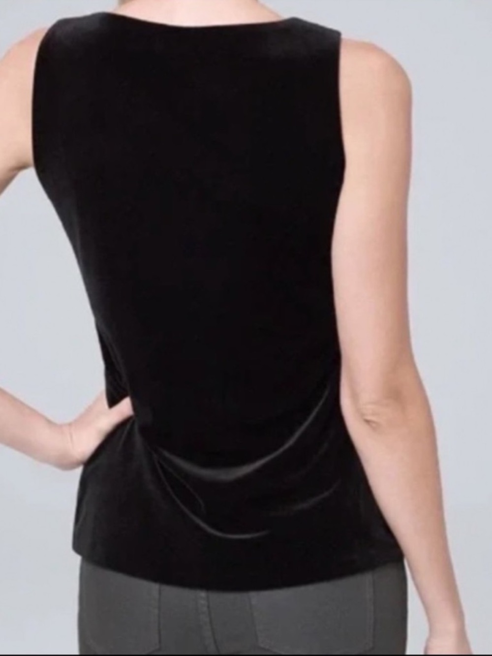 White House Black Market Velvet V-Neck Top - Picture 3 of 7